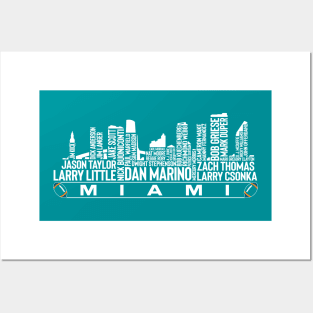 Miami Football Team All Time Legends, Miami City Skyline Posters and Art